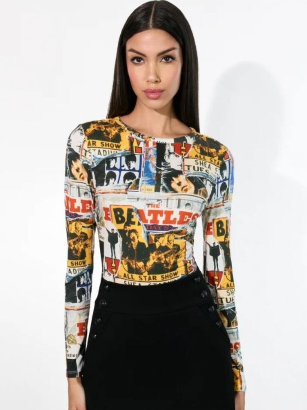 Alice + Olivia x The Beatles Delaina Top Small NWT